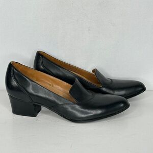 Naturalizer Black Leather Loafer Slip On Block Heel Officewear Career Sz 10N